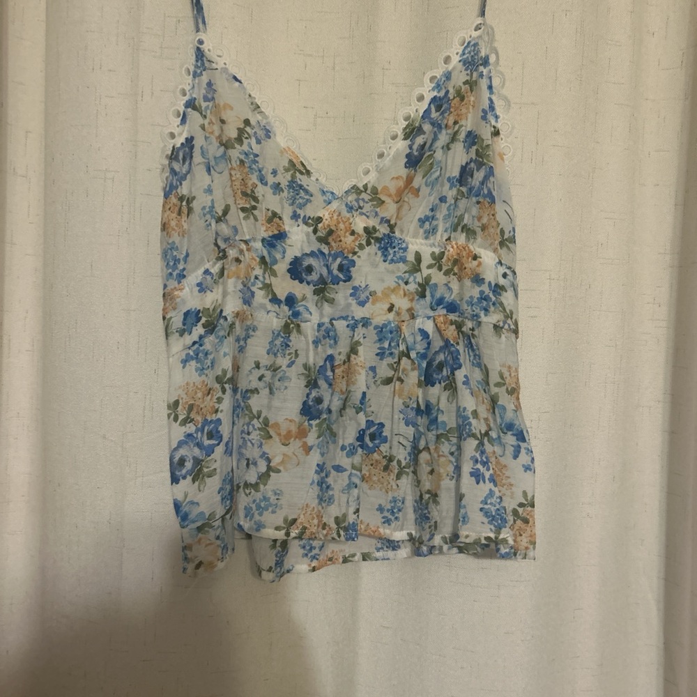 Mine Floral Cami with Blue and Cream Accents